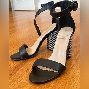 Shoe Dazzle Black and Patterned Block Heels